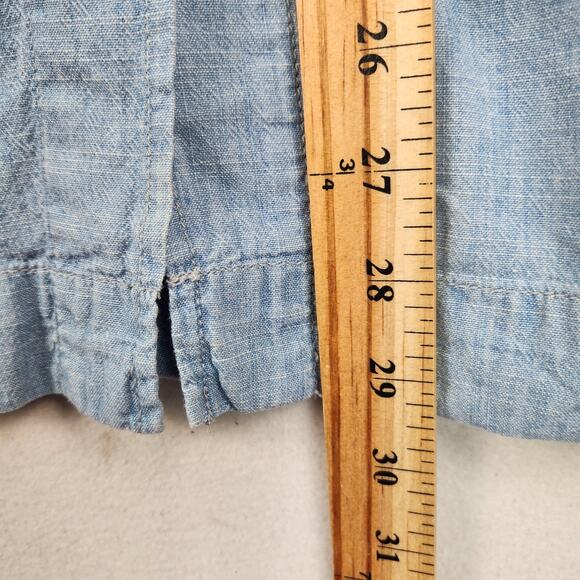 Madewell Chambray Patio Button Front Midi Skirt Size 2 Blue Solid Cotton EUC - Picture 10 of 13